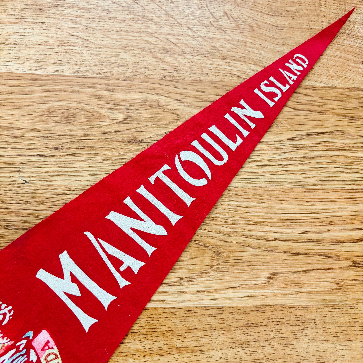 Manitoulin Island Ontario 1960s Red Felt Pennant