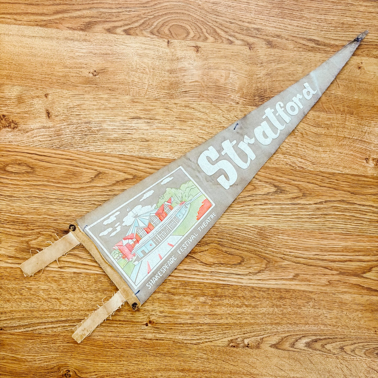 Stratford Ontario Shakespeare Festival Theatre 1960s Beige Felt Pennant