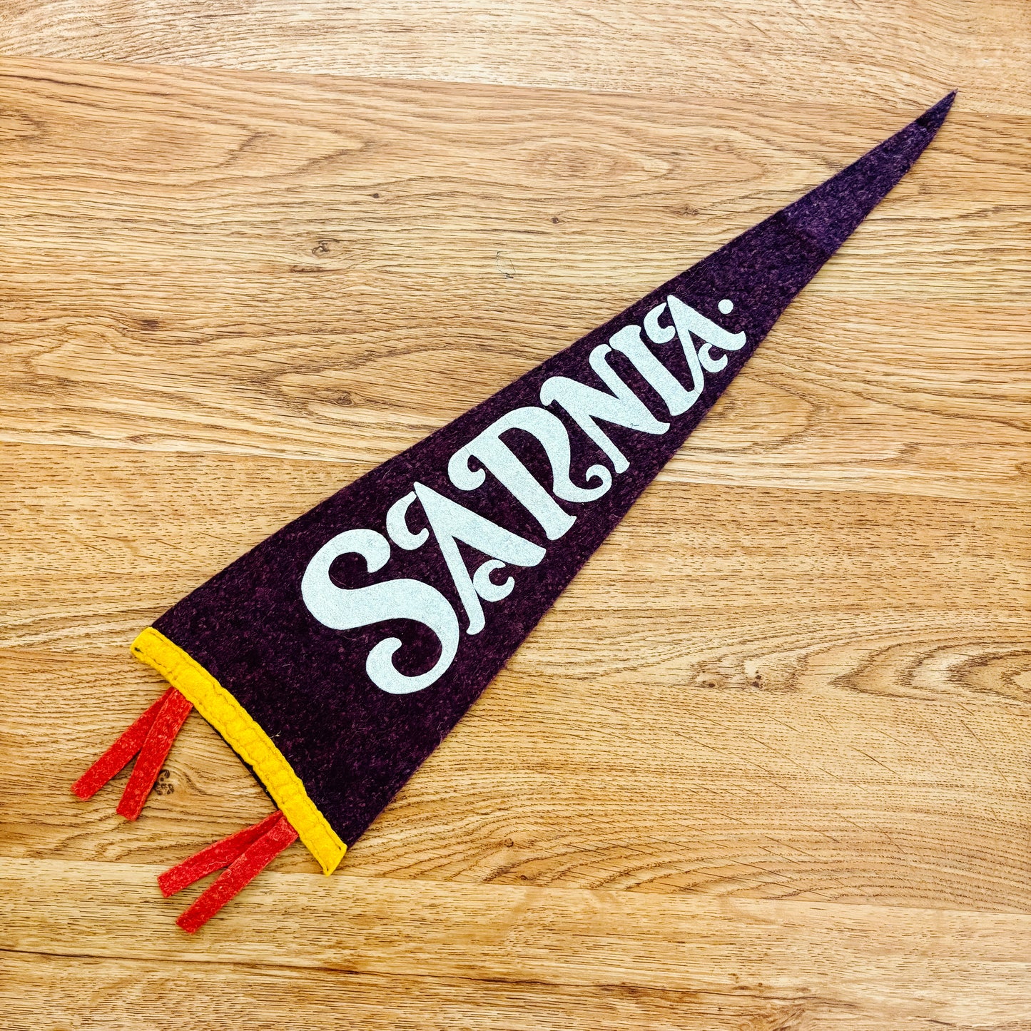Sarnia Ontario 1960s Maroon Felt Pennant