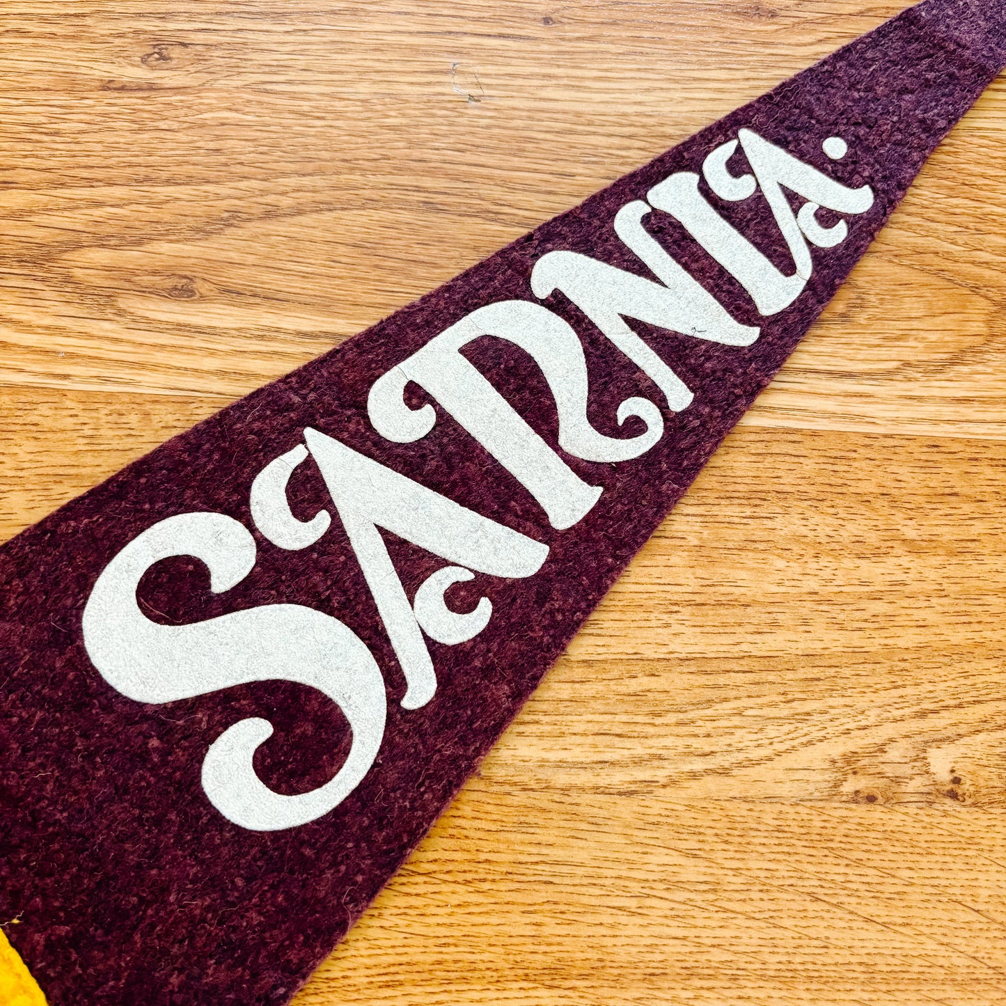 Sarnia Ontario 1960s Maroon Felt Pennant