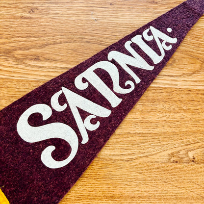 Sarnia Ontario 1960s Maroon Felt Pennant