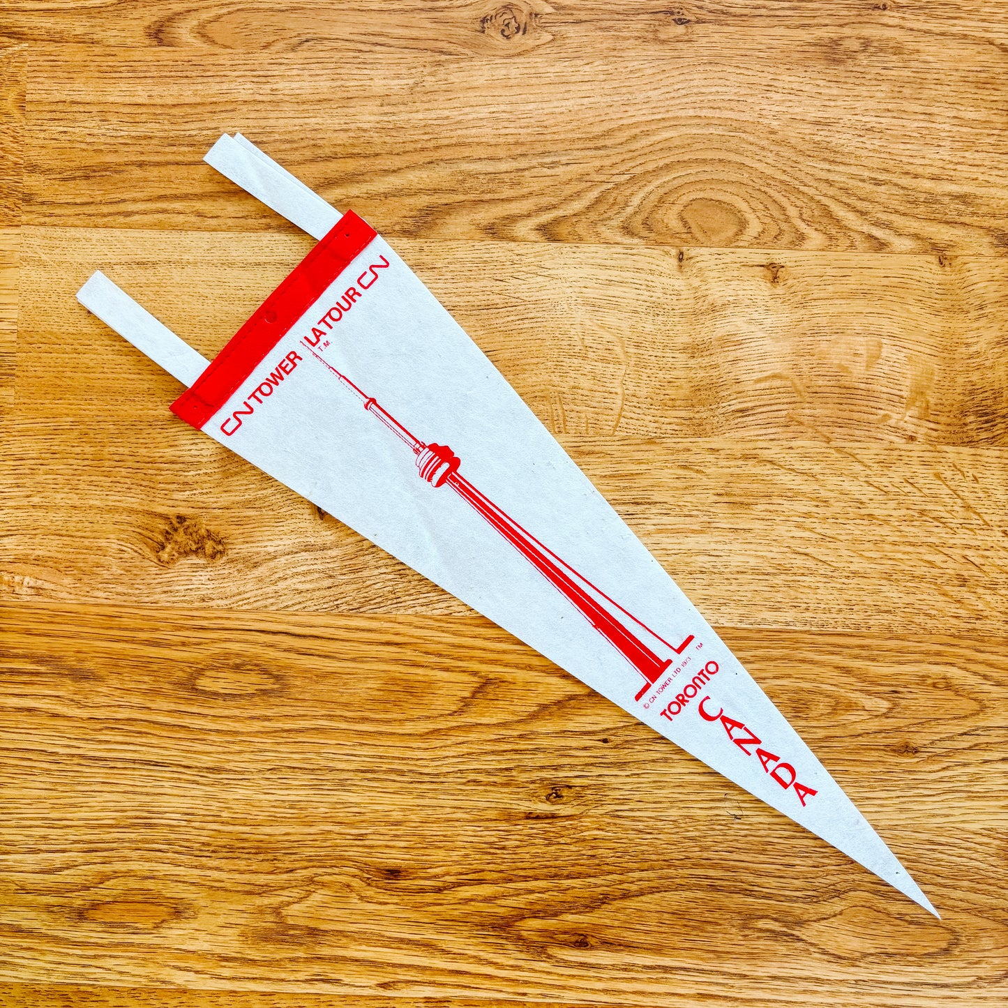 CN Tower Toronto Ontario 1970s Red and White Felt Pennant