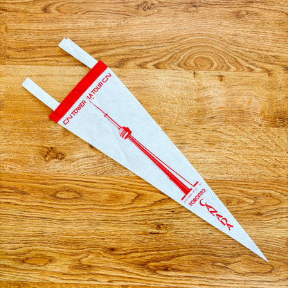 CN Tower Toronto Ontario 1970s Red and White Felt Pennant