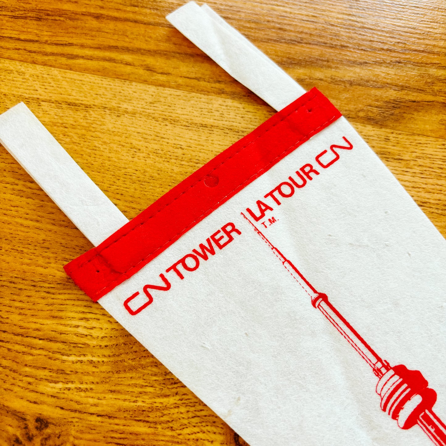 CN Tower Toronto Ontario 1970s Red and White Felt Pennant
