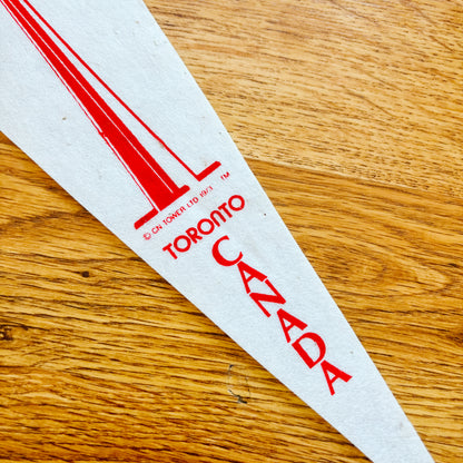 CN Tower Toronto Ontario 1970s Red and White Felt Pennant