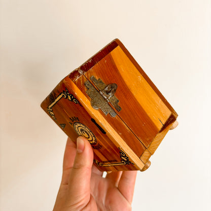 Vintage Wooden Wells Fargo Mini Safe Coin Bank