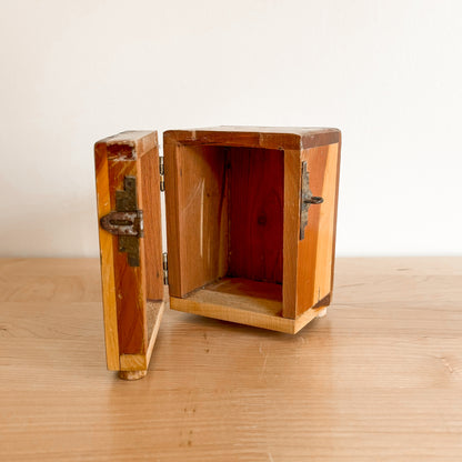 Vintage Wooden Wells Fargo Mini Safe Coin Bank