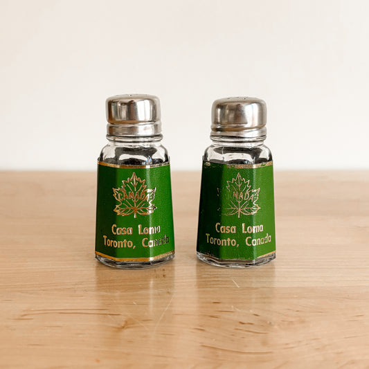 Salt & Pepper Shakers - Casa Loma Toronto Green and Gold Set