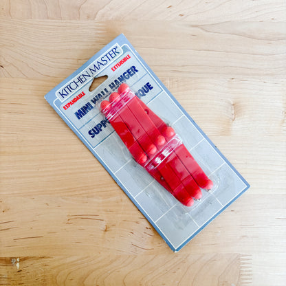 Cherry Red Plastic Accordion Wall Peg Rack - New Old Stock in Original Packaging