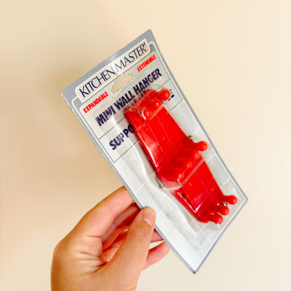 Cherry Red Plastic Accordion Wall Peg Rack - New Old Stock in Original Packaging