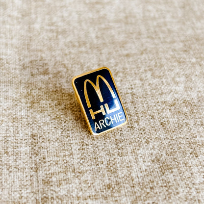 McDonald's Pin - Black and Gold Hamburger University Logo - Vintage 1980s