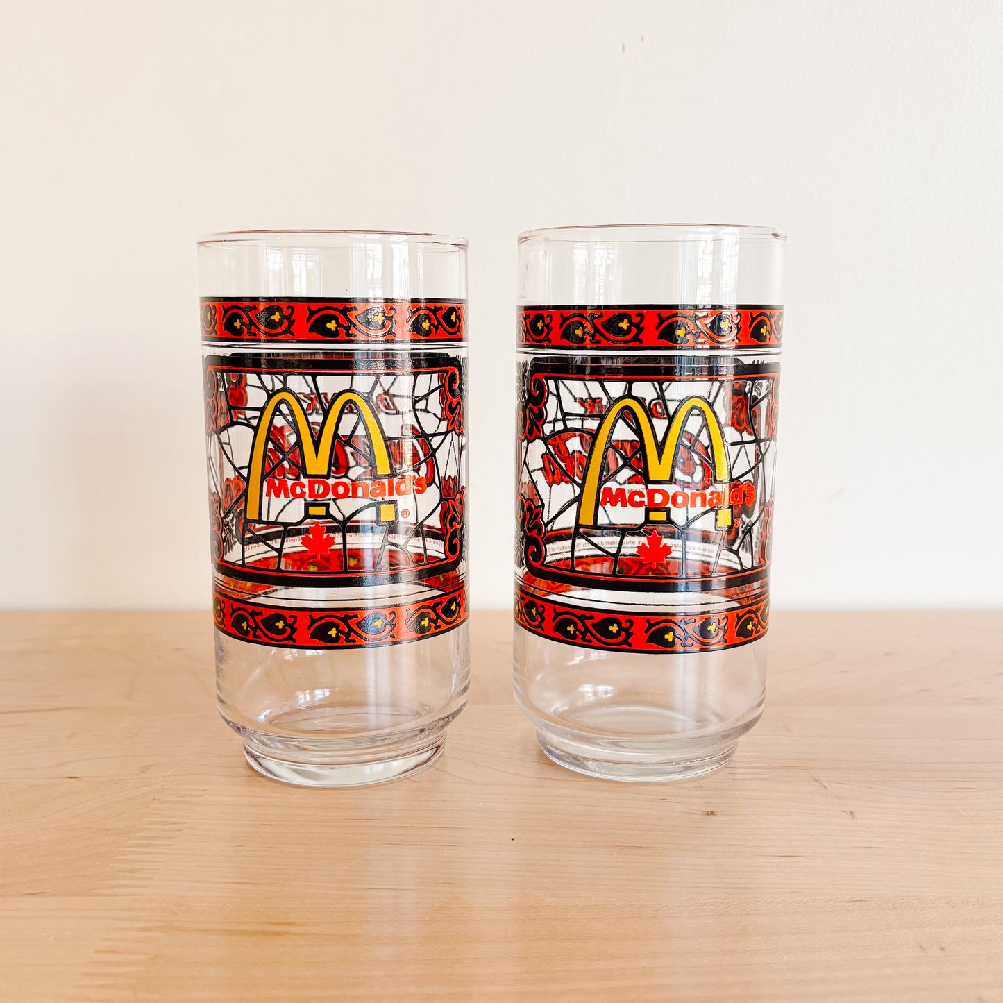 McDonald's Canada Glassware - Stained Glass Logo Design - Vintage from the 1980s
