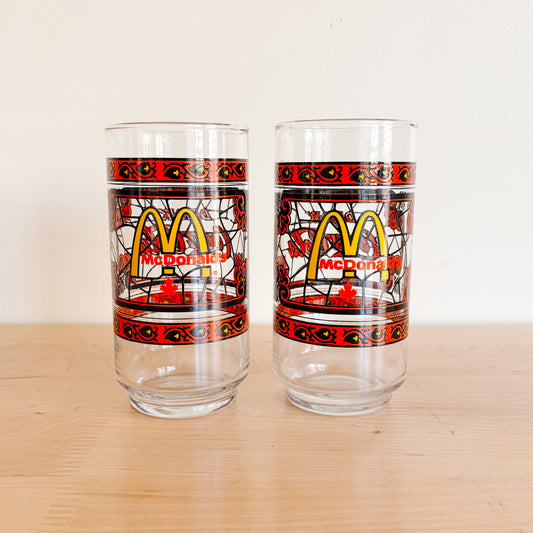 McDonald's Canada Glassware - Stained Glass Logo Design - Vintage from the 1980s