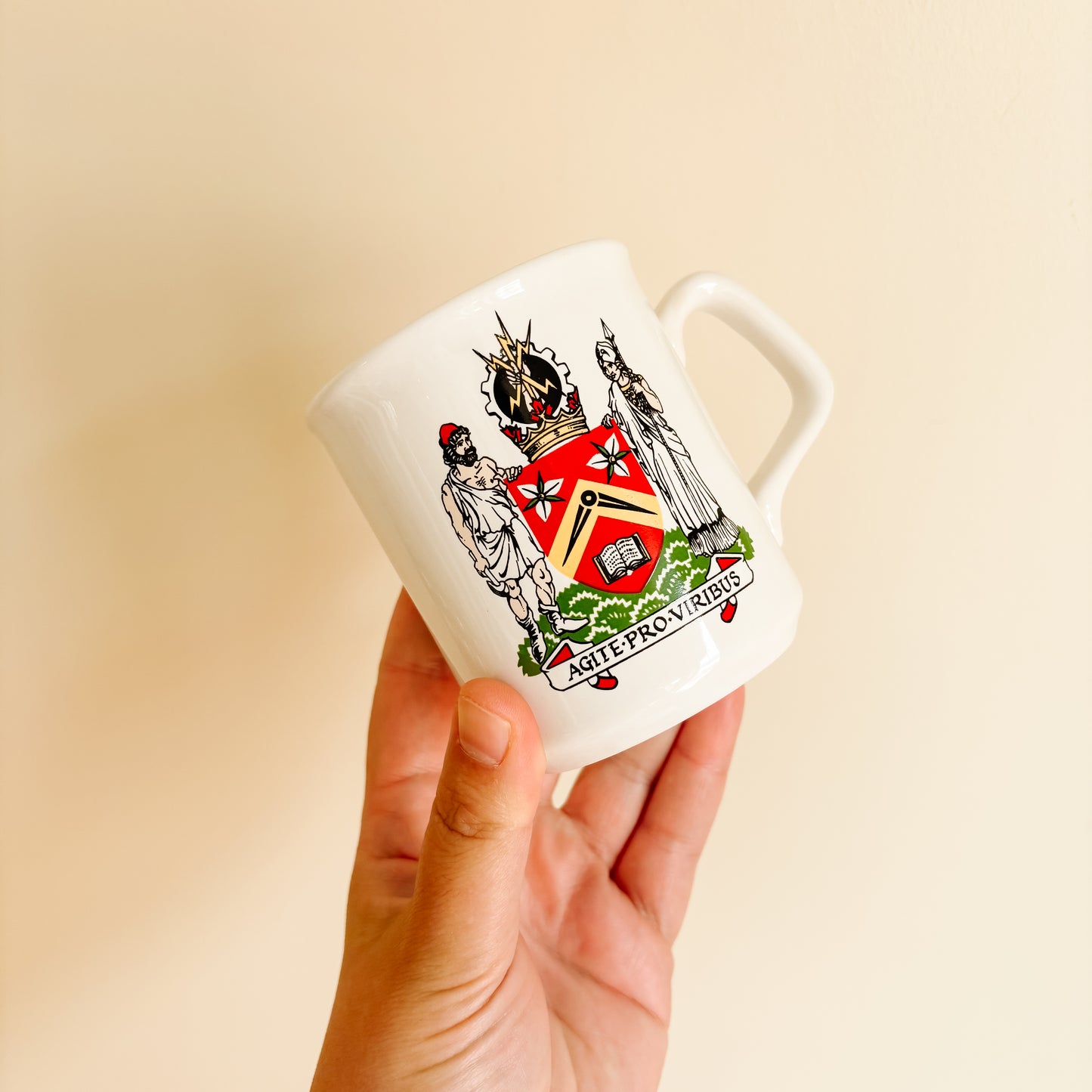Vintage Stoneware Mug with Coat of Arms from the Ontario Association of Certified Engineering Technicians and Technologists - Agite Pro Viribus