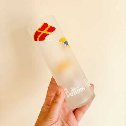 Vintage Libbey Nautical Sailing Flags Frosted Tall Highball Glassware (set of 5)