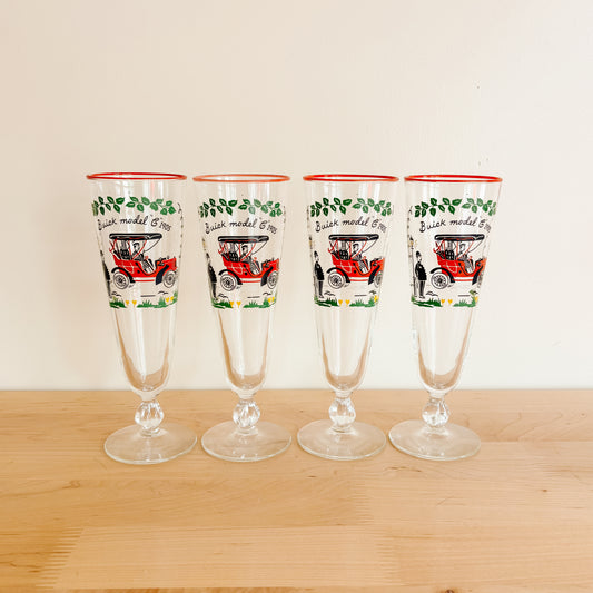 Vintage Libbey 1905 Buick Model C Automobile Glassware (set of 4)