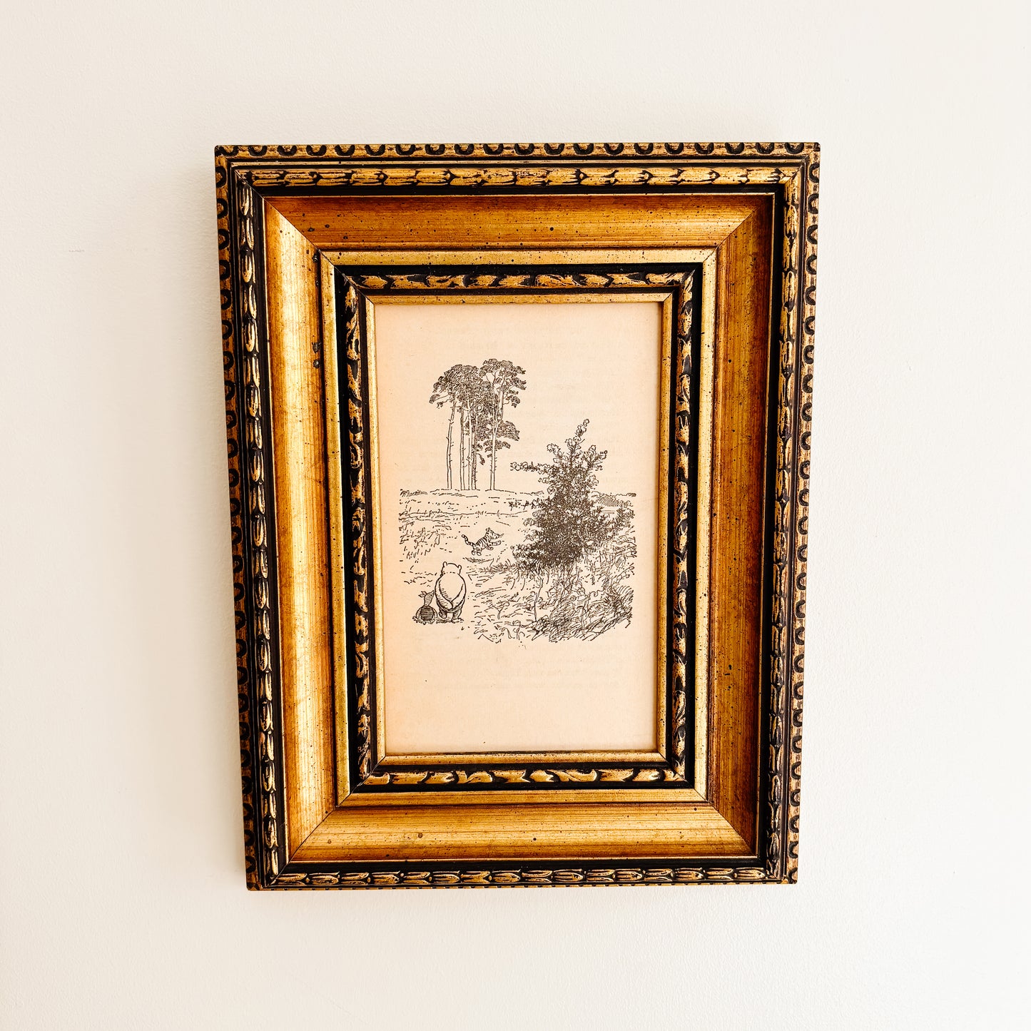 Winnie the Pooh Framed Artwork by E. H. Shepard - Pooh & Piglet Follow Tigger into the Hundred Acre Wood