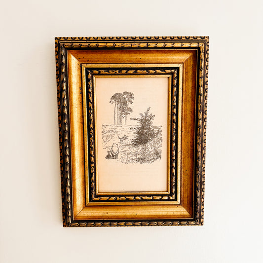 Winnie the Pooh Framed Artwork by E. H. Shepard - Pooh & Piglet Follow Tigger into the Hundred Acre Wood