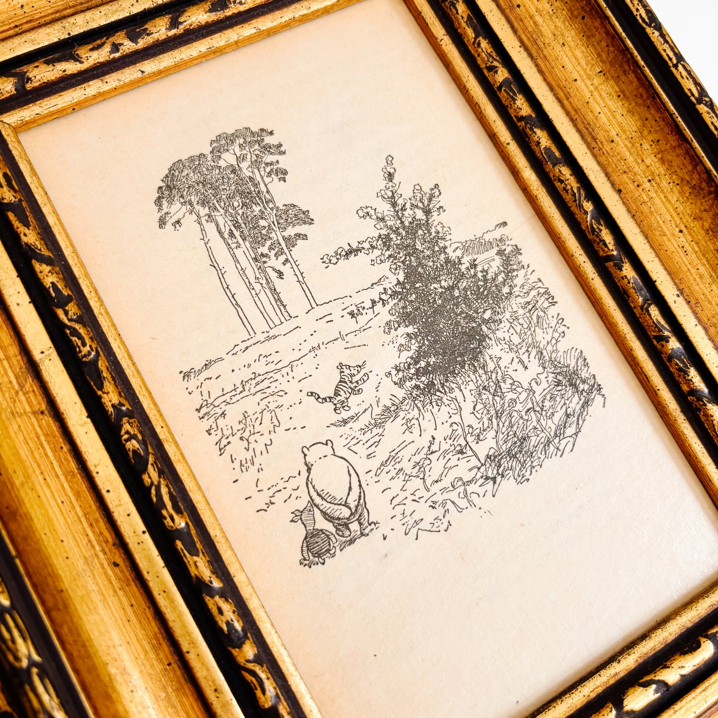 Winnie the Pooh Framed Artwork by E. H. Shepard - Pooh & Piglet Follow Tigger into the Hundred Acre Wood