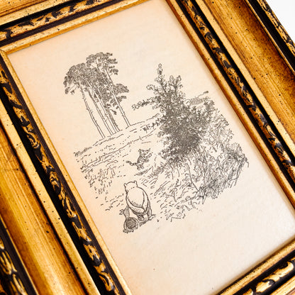 Winnie the Pooh Framed Artwork by E. H. Shepard - Pooh & Piglet Follow Tigger into the Hundred Acre Wood