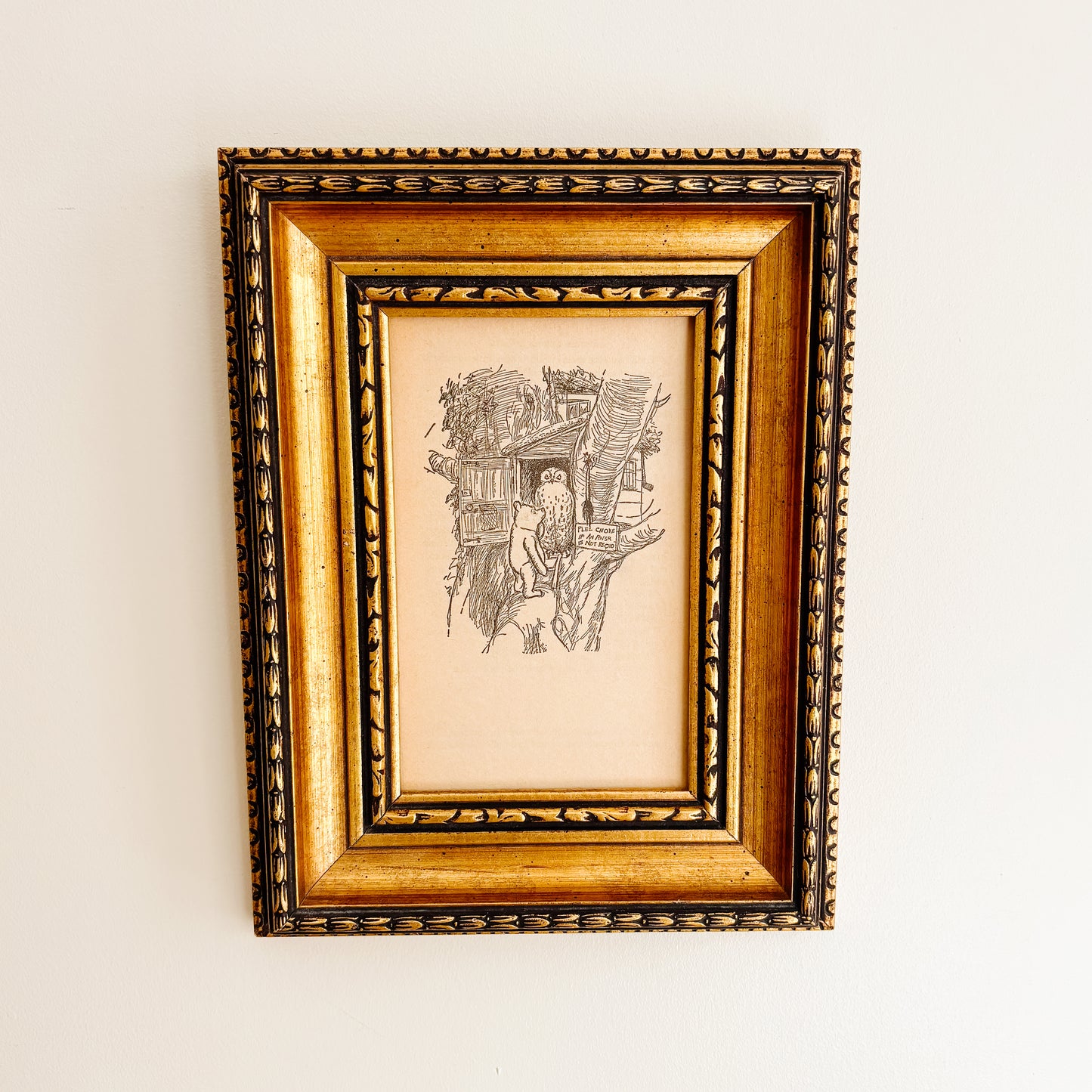 Winnie the Pooh Framed Artwork by E. H. Shepard - Pooh Visits Owl in the Hundred Acre Wood