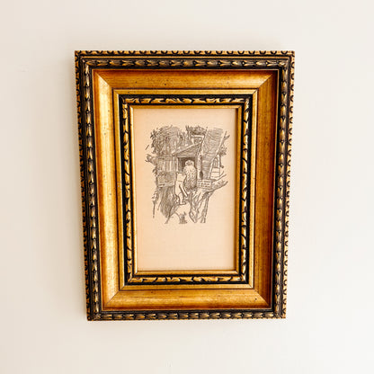 Winnie the Pooh Framed Artwork by E. H. Shepard - Pooh Visits Owl in the Hundred Acre Wood