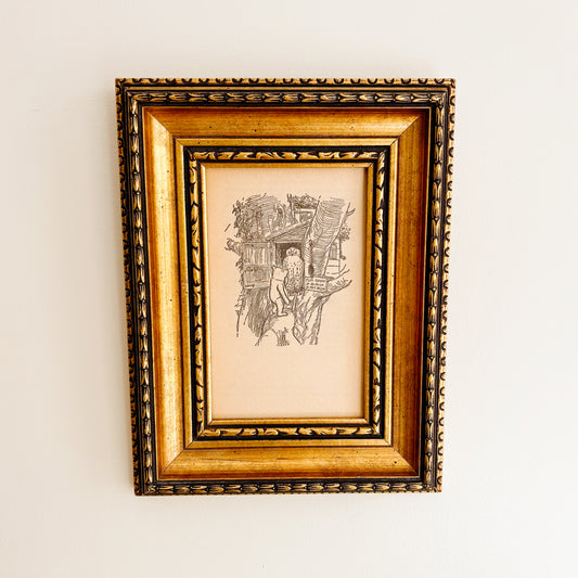 Winnie the Pooh Framed Artwork by E. H. Shepard - Pooh Visits Owl in the Hundred Acre Wood