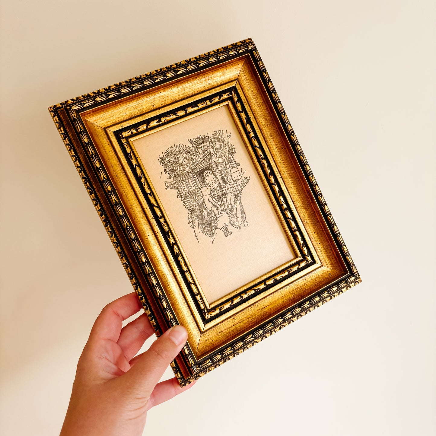 Winnie the Pooh Framed Artwork by E. H. Shepard - Pooh Visits Owl in the Hundred Acre Wood