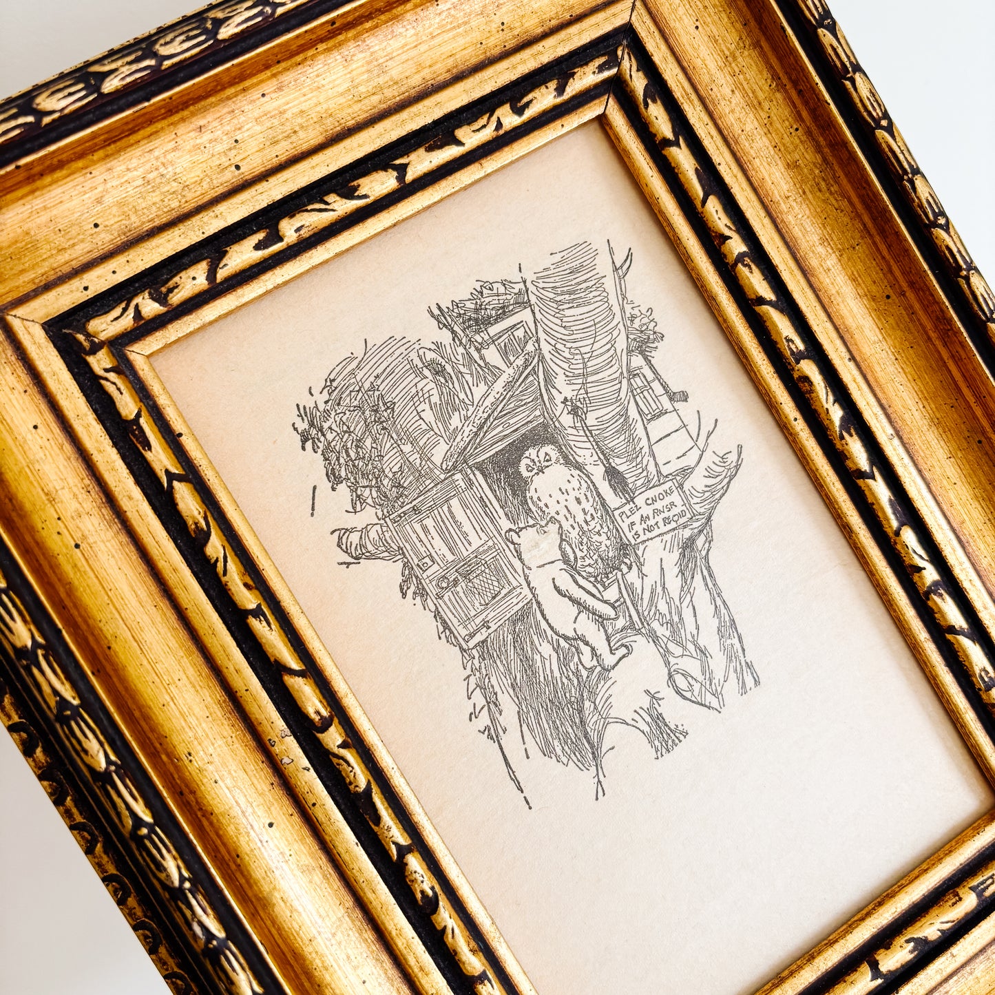 Winnie the Pooh Framed Artwork by E. H. Shepard - Pooh Visits Owl in the Hundred Acre Wood