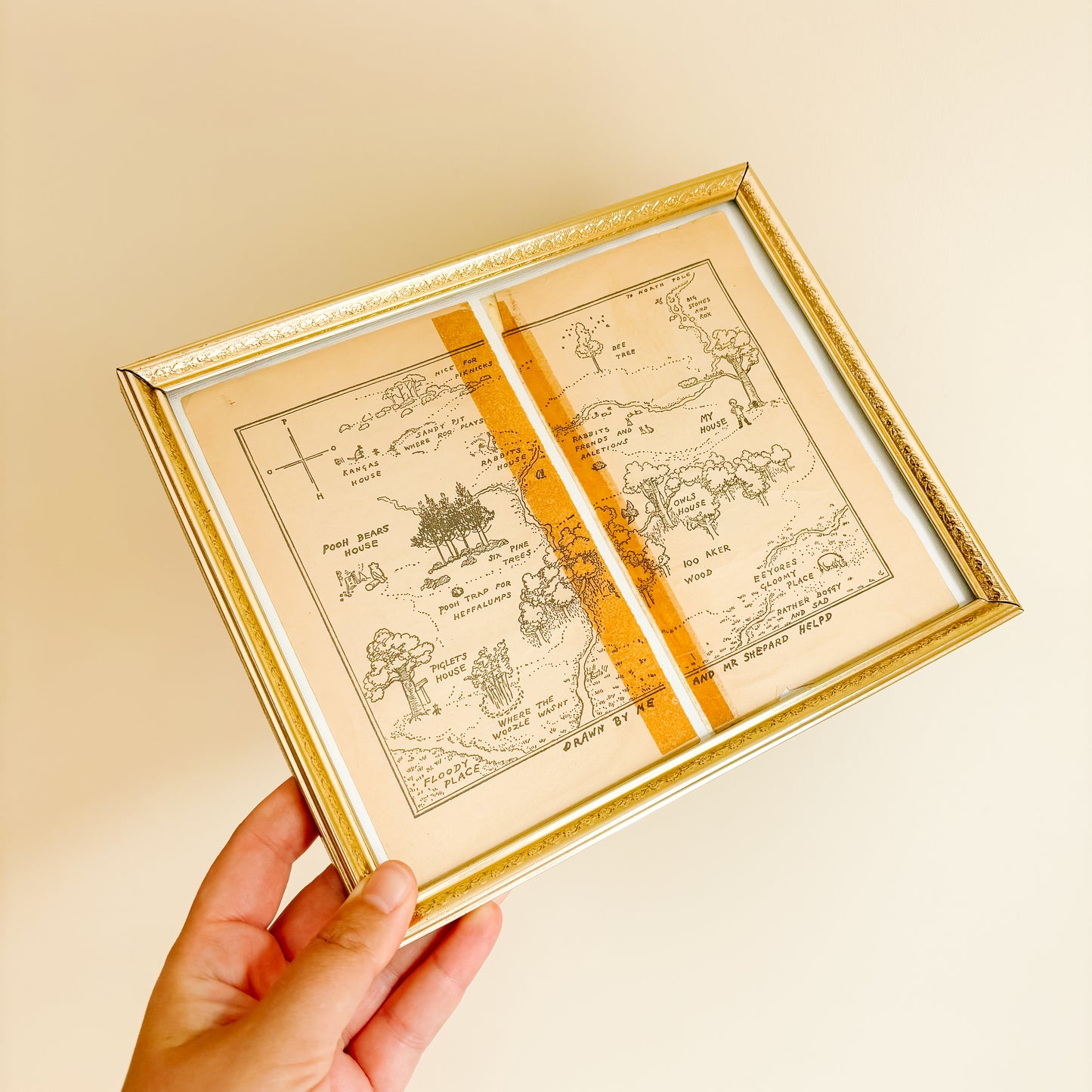 Winnie the Pooh Framed Artwork by E. H. Shepard - Map of the Hundred Acre Wood