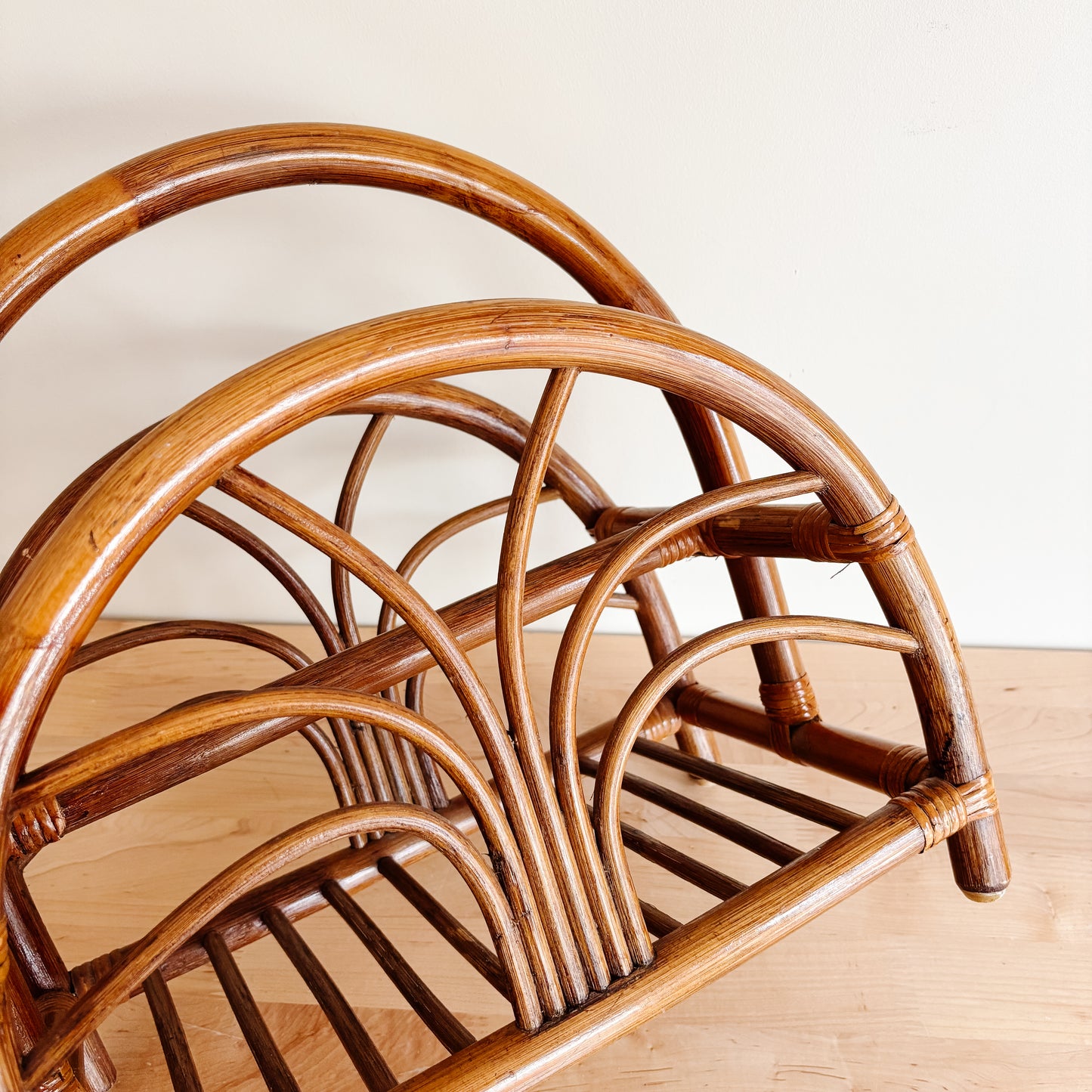 Vintage Bamboo Bentwood Magazine Rack