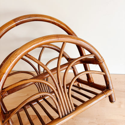 Vintage Bamboo Bentwood Magazine Rack