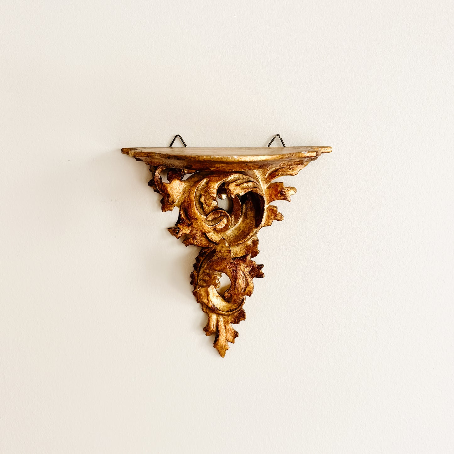 Small Decorative Rococo Gold-Tone Shelf - Made in Italy