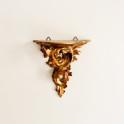 Small Decorative Rococo Gold-Tone Shelf - Made in Italy