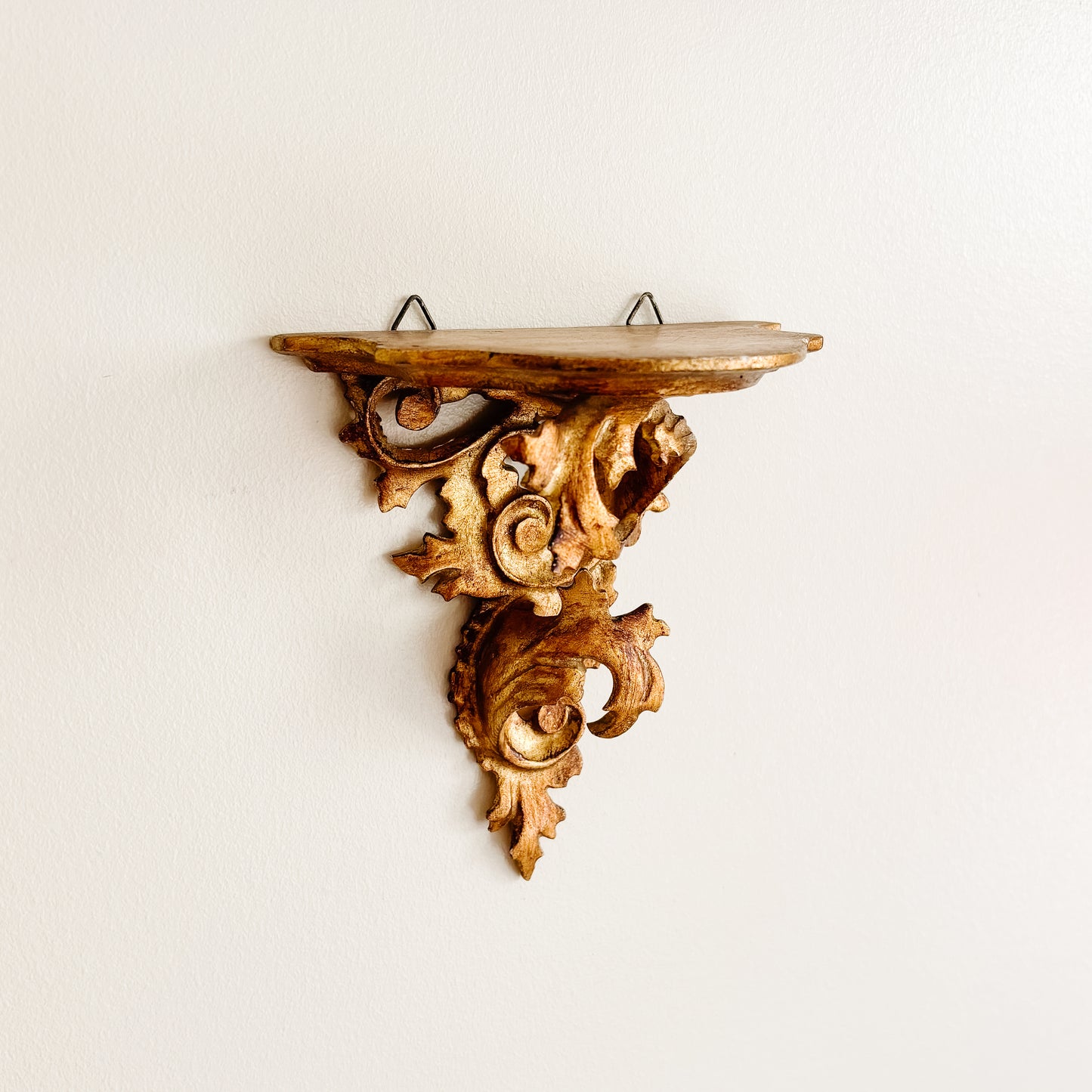Small Decorative Rococo Gold-Tone Shelf - Made in Italy