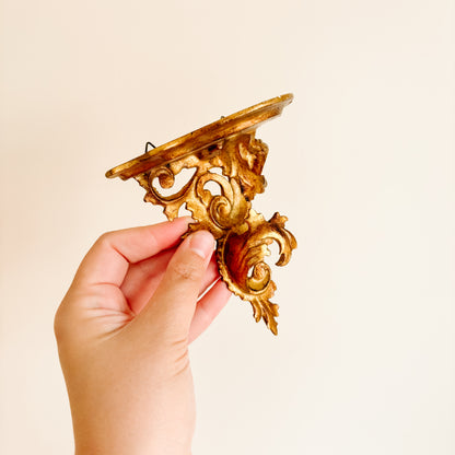 Small Decorative Rococo Gold-Tone Shelf - Made in Italy
