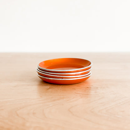 1960s MCM Emalox Norway Orange Enamel Small Plates - Set of 4