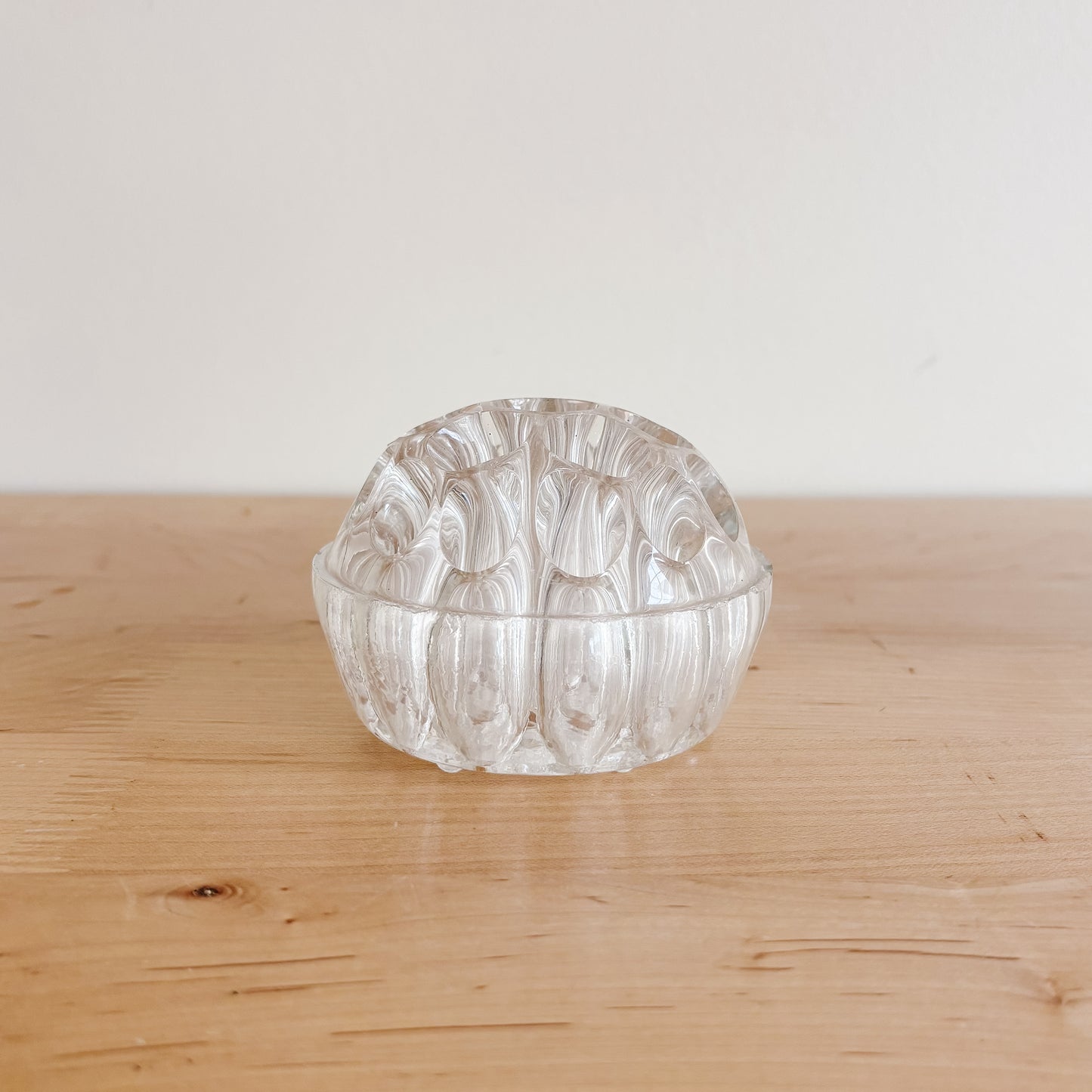 Large Clear Glass Flower Frog with 19 Holes