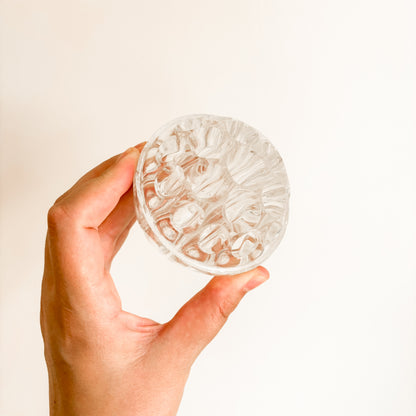 Large Clear Glass Flower Frog with 19 Holes