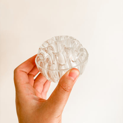 Large Clear Glass Flower Frog with 19 Holes