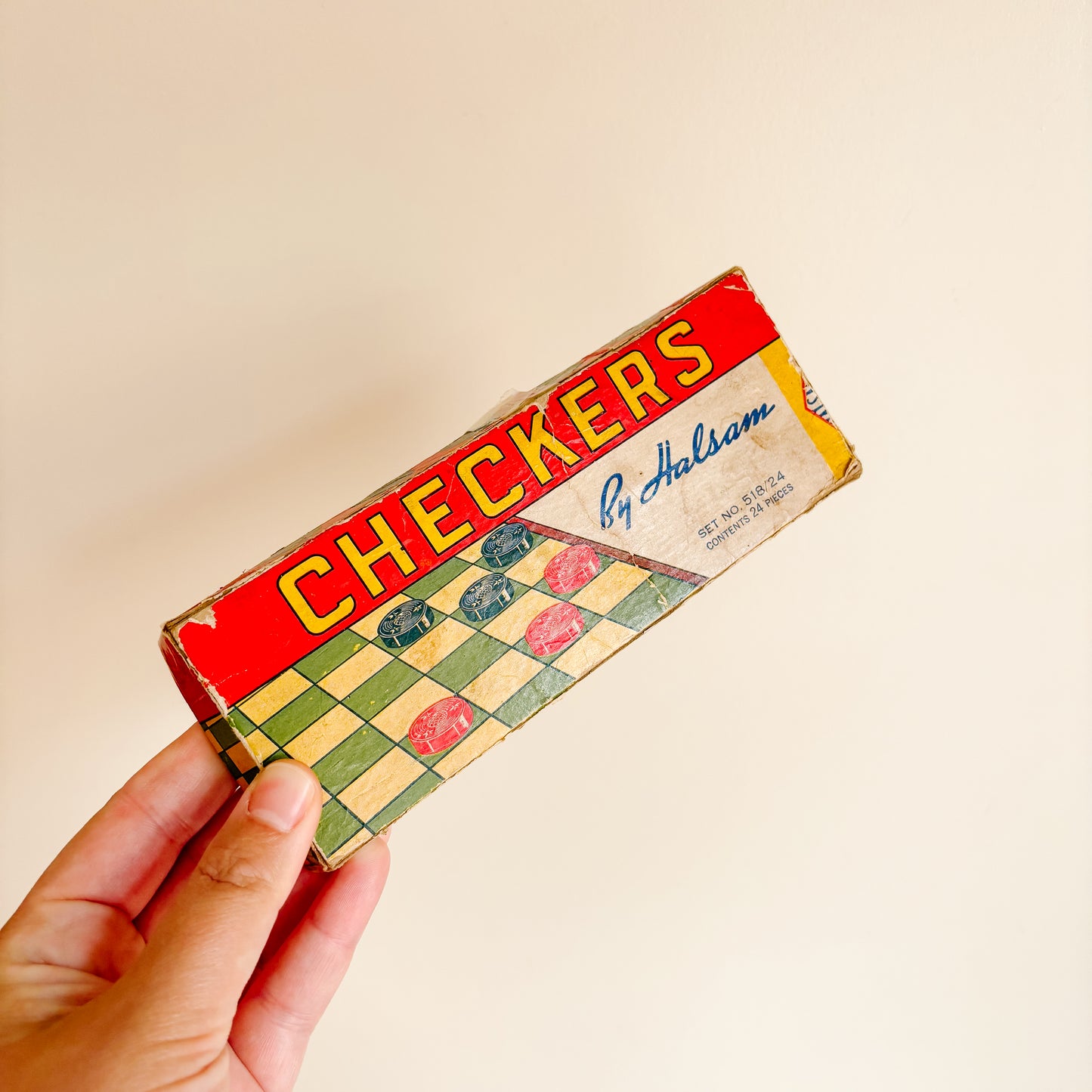 Wooden Chess and Checkers Board with Game Pieces