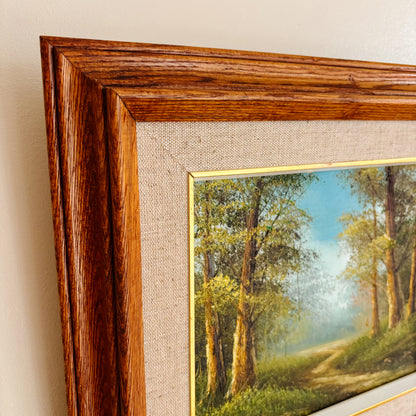 Framed Original Oil Painting - Summer Woodland Path - Signed L. Percy - 15.5" x 13"