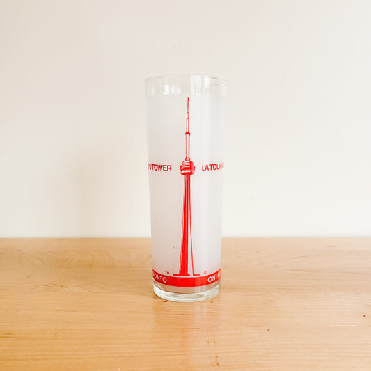 Toronto CN Tower Red Highball Glass with Cocktail Recipe
