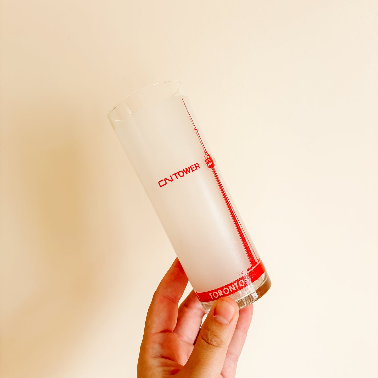 Toronto CN Tower Red Highball Glass with Cocktail Recipe