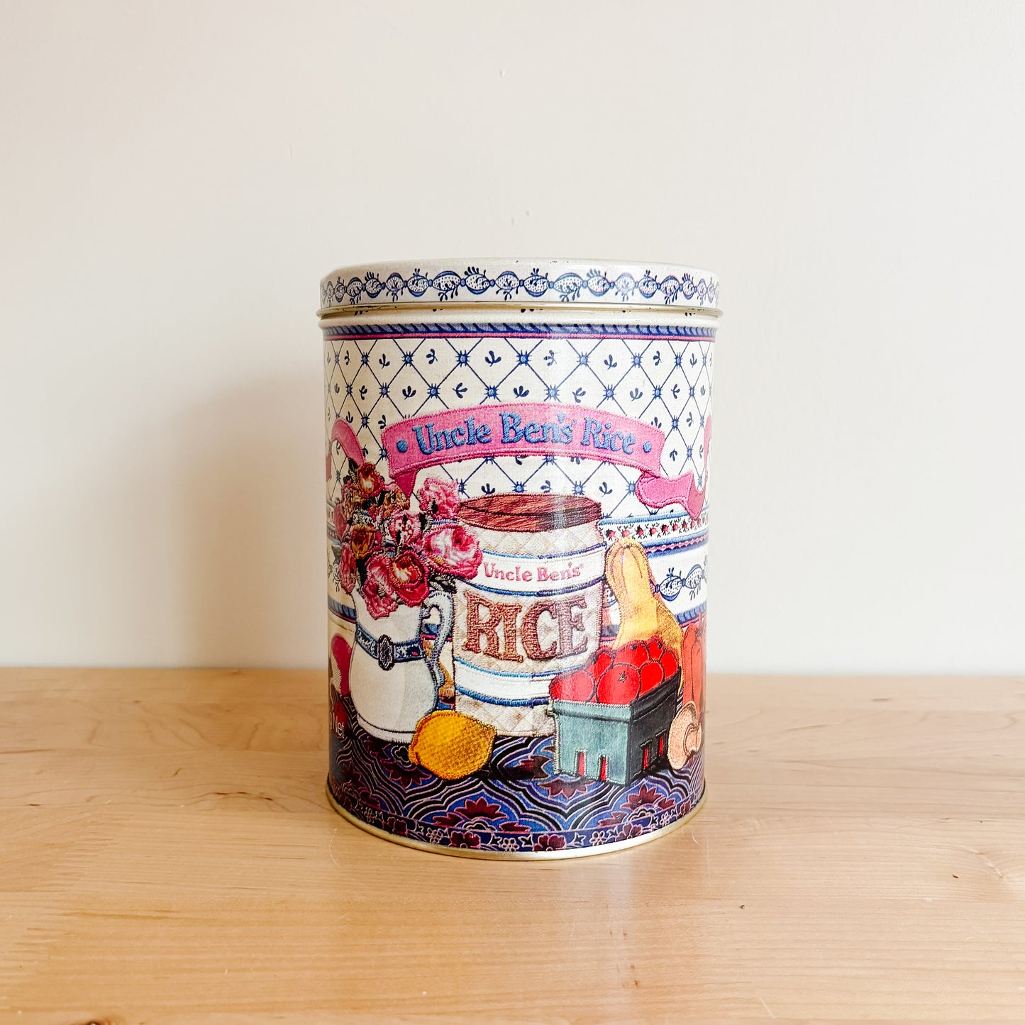 1980s Uncle Ben's Rice Storage Canister with Embroidered Look