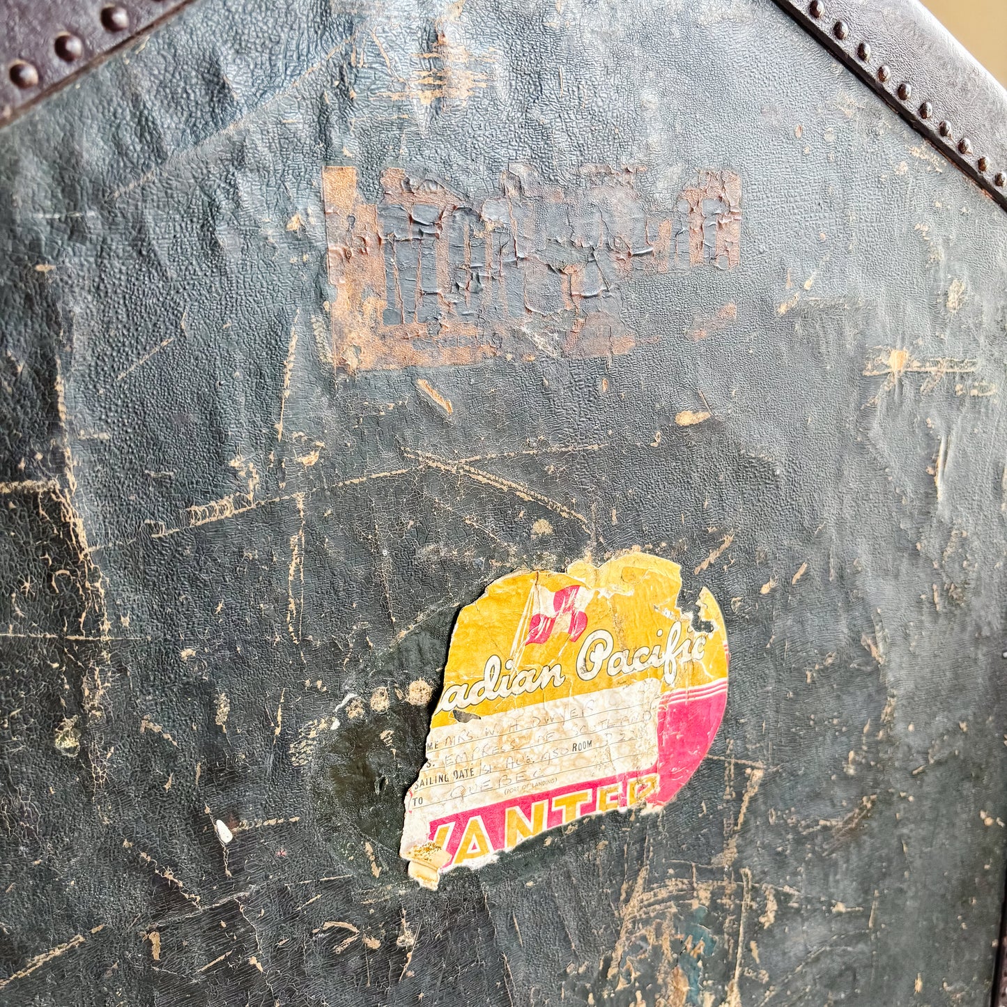 Vintage Wardrobe Steamer Trunk by Lamontagne Limited Montreal - Travel Stickers from 1950