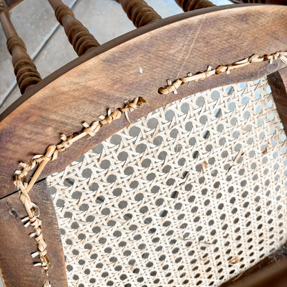Vintage Wood and Cane Spindle-Back Accent Chair