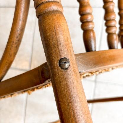Vintage Wood and Cane Spindle-Back Accent Chair