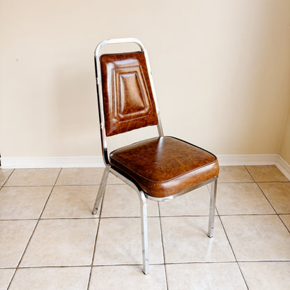 Vintage Chrome and Faux Leather Kitchen Chairs (Set of 2)