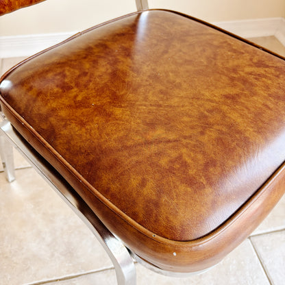 Vintage Chrome and Faux Leather Kitchen Chairs (Set of 2)